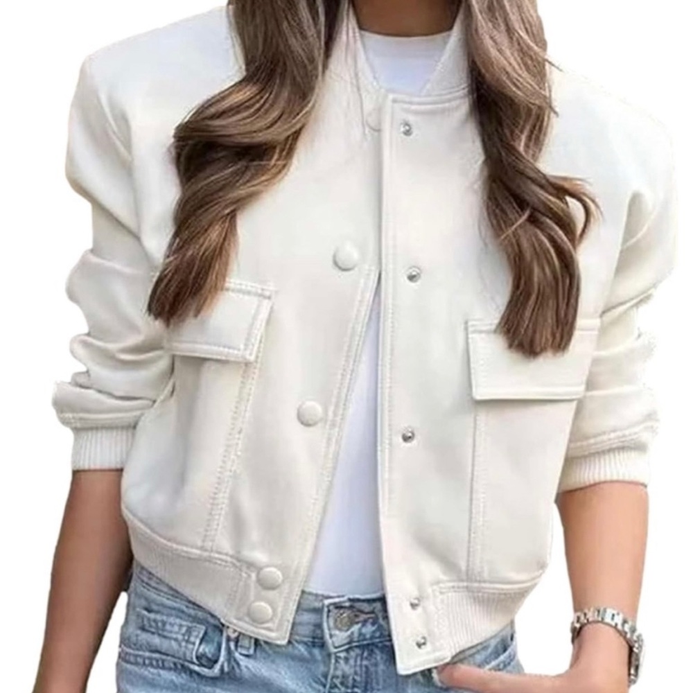 Stylish Cream Bomber Jacket